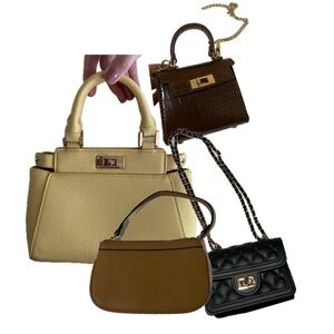 small/mini yellow, black and brown bags